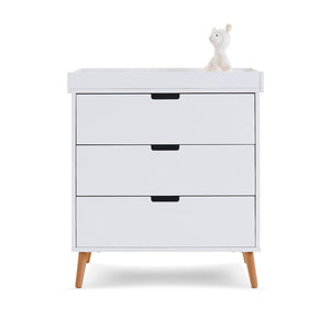 Obaby Maya Mini 3 Piece Room Set - White Changing Table With Toy